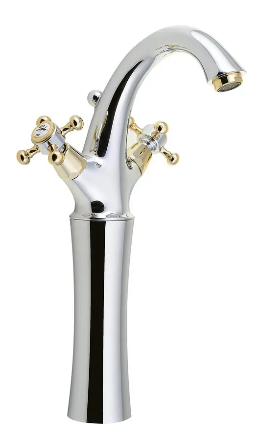 Sapho Reitano Rubinetteria Antea - izlietnes maisītājs ar noteces komplektu, augstums 30 cm, hroms/zelts 3272L