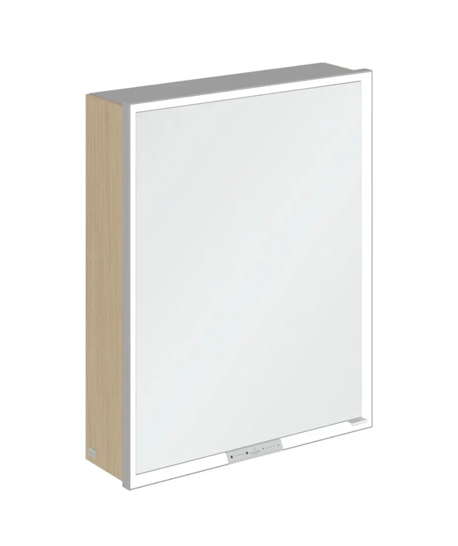 Villeroy & Boch My View+ - spoguļskapītis ar LED apgaismojumu 60x75x17 cm, 1 durvis, eņģes kreisajā pusē, Nordic Oak/pelēks A4816LVJ