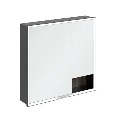 Villeroy & Boch My View+ - spoguļskapis ar LED apgaismojumu 80x75x17 cm, 2 durvis, akmens ozols/melns matēts B48280RK