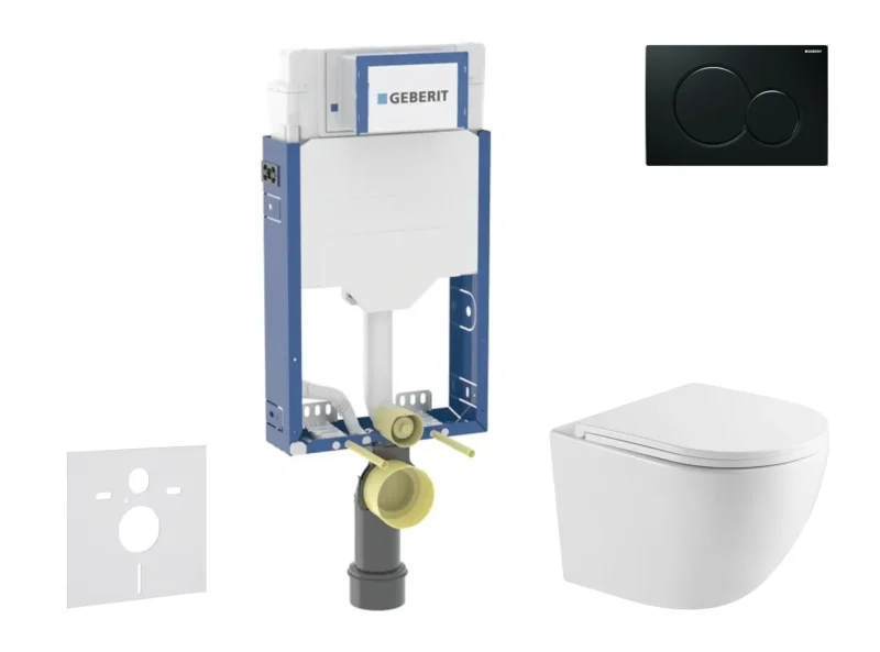 Geberit Kombifix - komplekts, priekšsienas elements, WC Oudee ar Softclose sēdekli un Sigma01 vadības plati, melns SANI15CA5145
