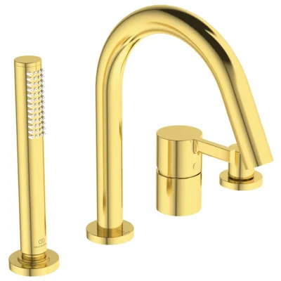 Ideal Standard Joy - maisītājs vannas malai, 4 caurumu uzstādīšana, Brushed zelts BC789A2