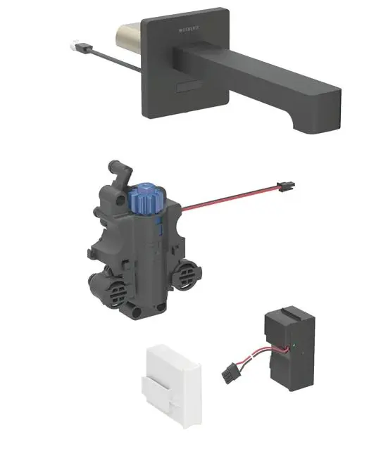 Geberit Brenta - elektroniska termostata izlietnes maisītājs zemapmetuma, tīkla barošana, easy to clean, matēti melns 116.297.14.1