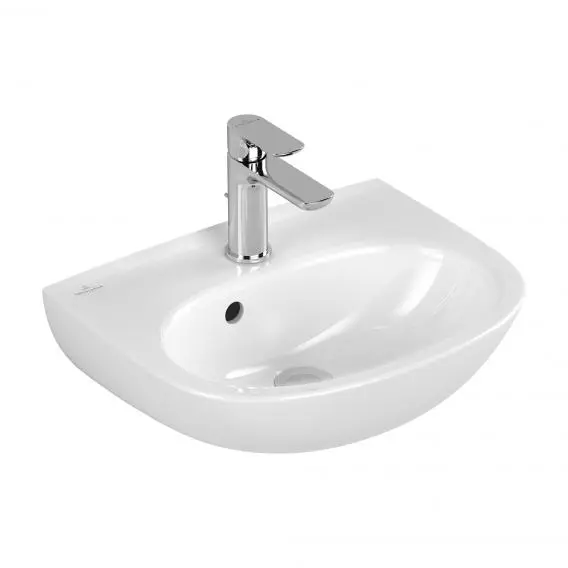 Villeroy & Boch O.novo - roku mazgājamā izlietne 5x4 cm, ar pārplūdi, ar krāna caurumu, alpu balta 43404501