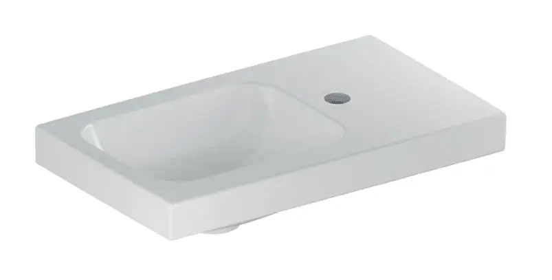 Geberit iCon - roku mazgāšanas izlietne 53x31x13 cm, bez pārplūdes, 1 jaucējkrāna caurums labajā pusē, balta 501.832.00.1