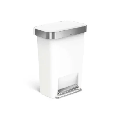 Simplehuman atkritumu tvertne - atkritumu spainis 45 l, ar maisu turētāju, nerūsējošais tērauds/balts CW1387CB