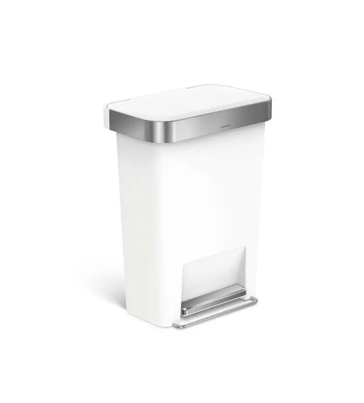 Simplehuman atkritumu tvertne - atkritumu spainis 45 l, ar maisu turētāju, nerūsējošais tērauds/balts CW1387CB