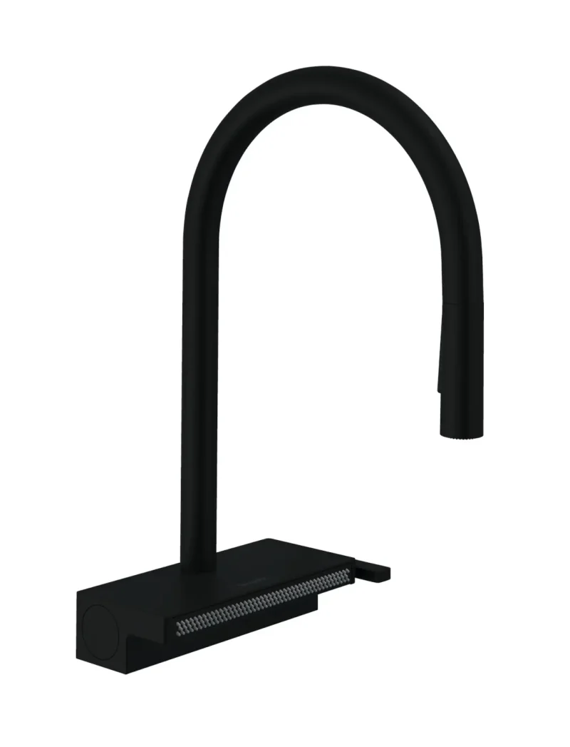 Hansgrohe M81 - virtuves izlietnes maisītājs Aquno Select 170 ar izvelkamu dušu un plakanu dušas strūklu, matēti melns 73837670
