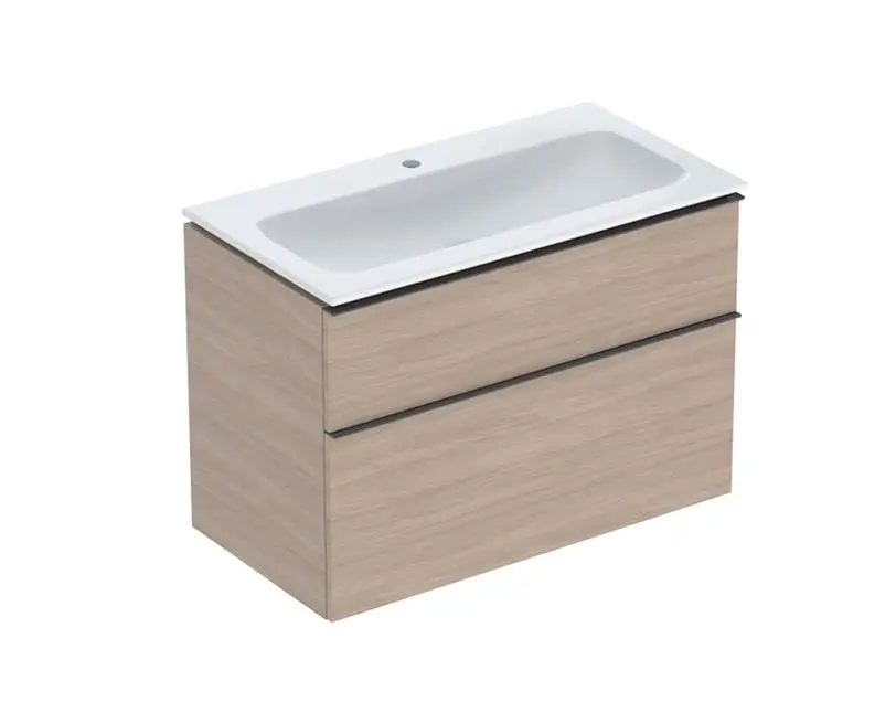 Geberit iCon - izlietne ar zemizlietnes skapi, 90x48x63 cm, 2 atvilktnes, KeraTect, ozols 502.333.JH.1