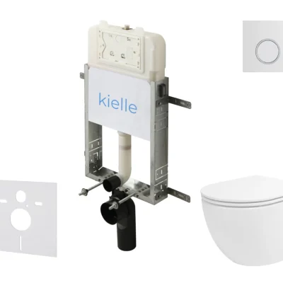 kielle Genesis New - komplekts priekšsienas uzstādīšanai, WC Oudee, Vortex Rimless+, Softclose sēdeklis un vadības plate Gemini New II, spīdīgi balts/hroms 30528SZ31