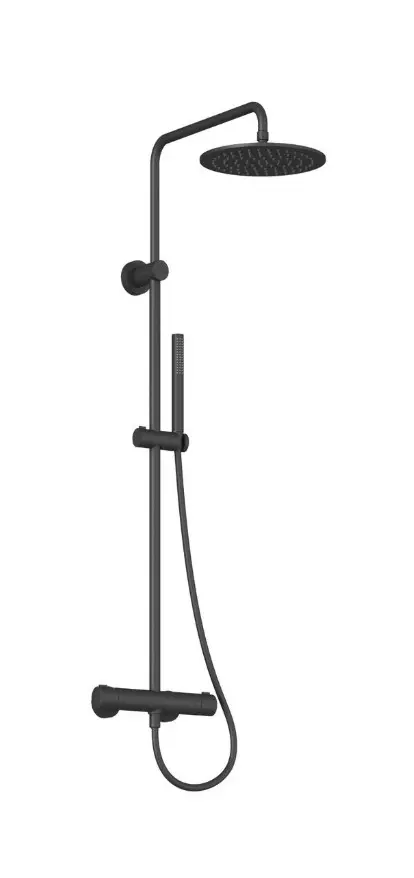 Ravak Spring - dušas komplekts ar termostatu, diametrs 25 cm, matēti melns X070558