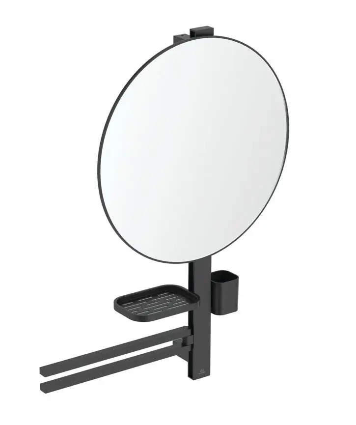 Ideal Standard ALU+ - spogulis ar dvieļu turētāju, plauktu un zobu birstes krūzi, zīda melns BD587XG