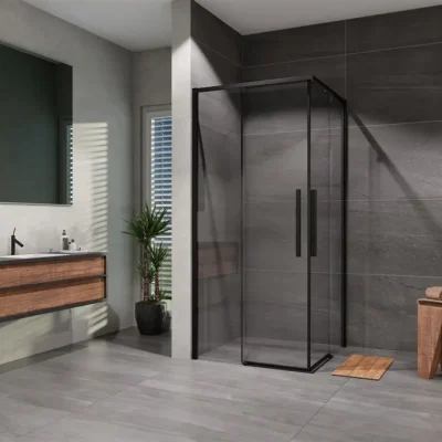 Lansanit LUX Slim Alvaro - dušas kabīne Black Line 90x90 cm, matēti melns/caurspīdīgs stikls LAN01013