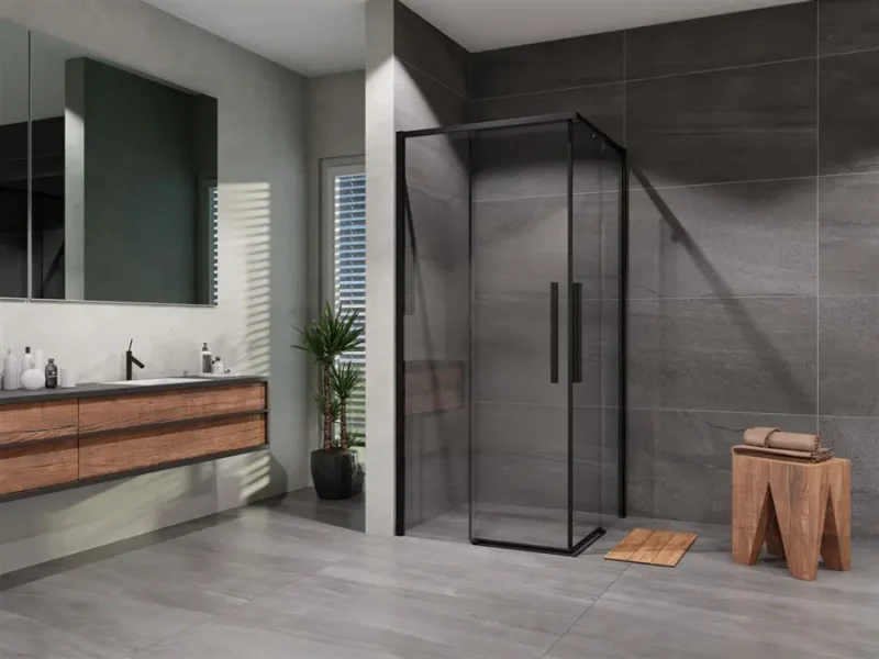 Lansanit LUX Slim Alvaro - dušas kabīne Black Line 90x90 cm, matēti melns/caurspīdīgs stikls LAN01013