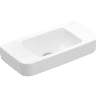Villeroy & Boch O.novo - rokas izlietne Compact 50x25 cm, bez pārplūdes, bez jaucējkrāna cauruma, AntiBac, CeramicPlus, Alpu balts 434253T2