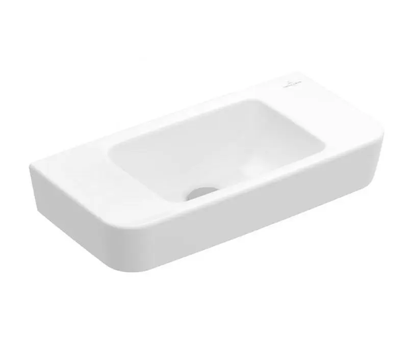 Villeroy & Boch O.novo - rokas izlietne Compact 50x25 cm, bez pārplūdes, bez jaucējkrāna cauruma, AntiBac, CeramicPlus, Alpu balts 434253T2
