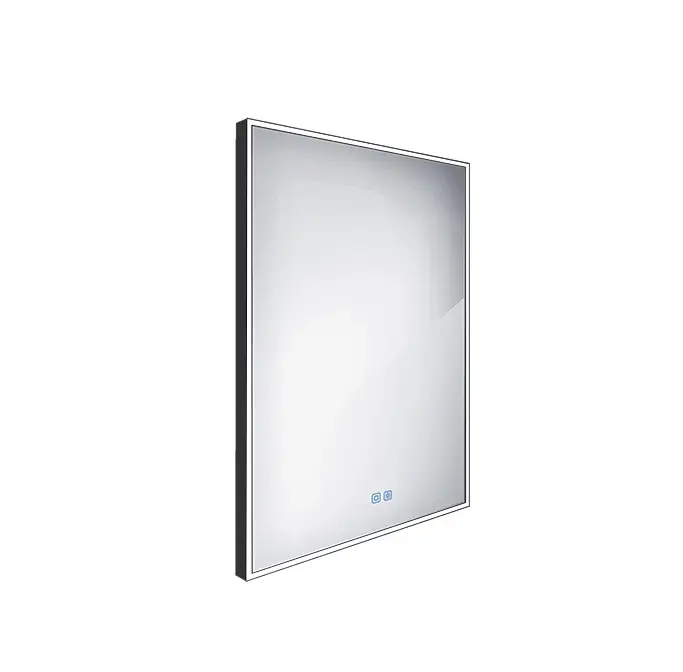 Nimco spogulis - spogulis ar LED apgaismojumu, 60x80 cm, skārienjutīgs sensors, melns ZPC 13002VX-90