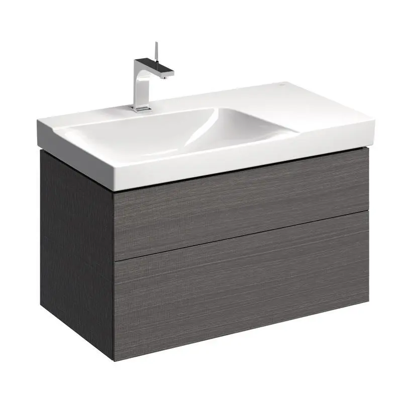 Geberit Xeno 2 - izlietnes skapītis 90 cm ar virsmu, atvilktne ar LED apgaismojumu, pelēks 500.515.43.1