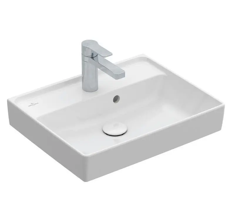Villeroy & Boch Collaro - roku mazgāšanas izlietne Compact, 50x22 cm, ar pārplūdi, ar jaucējkrāna atveri, CeramicPlus, Stone White 433450RW