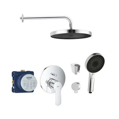 Grohe/Kielle - dušas komplekts ar maisītāju un zemapmetuma montāžas korpusu, hroms SANI21GKK015