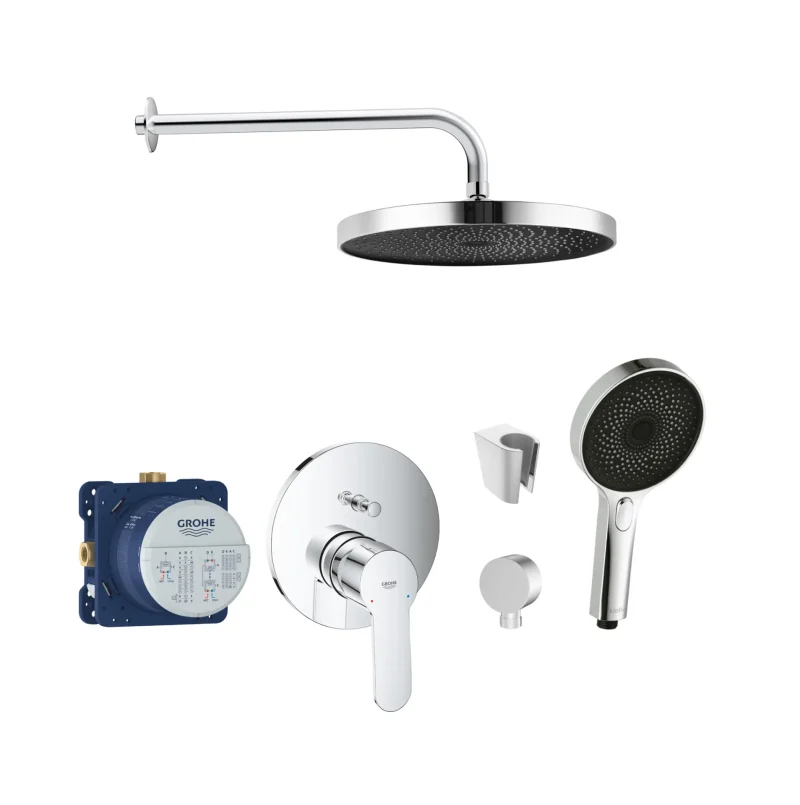 Grohe/Kielle - dušas komplekts ar maisītāju un zemapmetuma montāžas korpusu, hroms SANI21GKK015