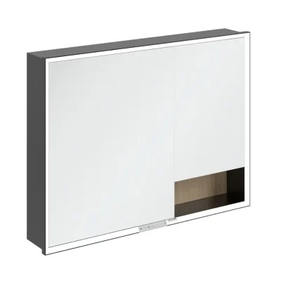 Villeroy & Boch My View+ - spoguļskapītis ar LED apgaismojumu 100x75x17 cm, 2 durvis, Nordic Oak/matēti melns B48210VJ