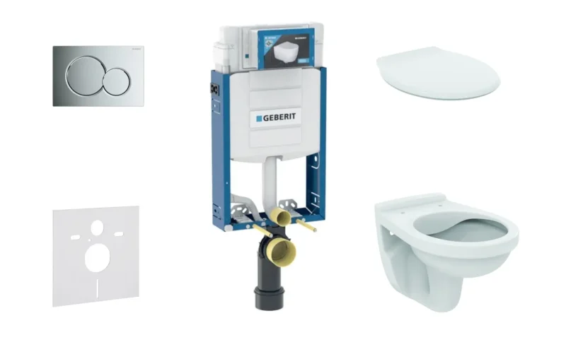 Geberit Kombifix - uzstādīšanas komplekts sienas WC Alpha ar WC sēdekli, ar vadības plati SIGMA01, spīdīgs hroms 110.302.00.5 NR2