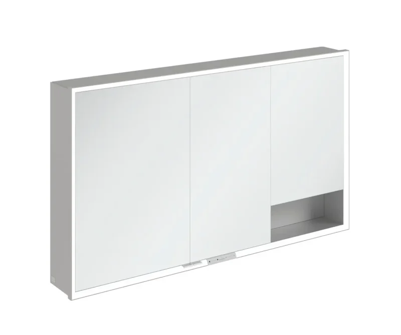 Villeroy & Boch My View+ - spoguļskapis ar LED apgaismojumu 130x75x17 cm, 3 durvis, pelēks A4811300