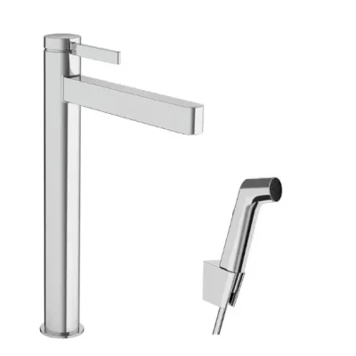 Hansgrohe Finoris - izlietnes maisītājs ar Push-Open noteces komplektu un bidē dušu, EcoSmart, hroms 76220000