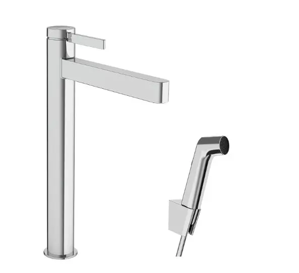 Hansgrohe Finoris - izlietnes maisītājs ar Push-Open noteces komplektu un bidē dušu, EcoSmart, hroms 76220000