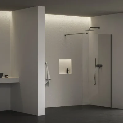 Ravak Walk-In - Walk-In dušas siena, 100x200 cm, melns/caurspīdīgs stikls GW9WA0300Z1C