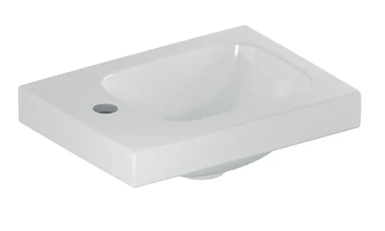 Geberit iCon - roku izlietne 38x28x13 cm, bez pārplūdes, 1 jaucējkrāna caurums kreisajā pusē, balta 501.831.00.1
