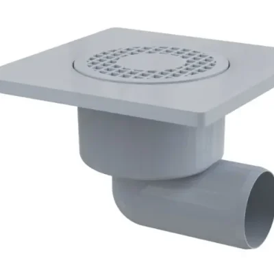 Alcadrain vannas notekas - grīdas noteka, sānu, 15x15 cm, diametrs 5 cm, pelēks/plastmasa APV3