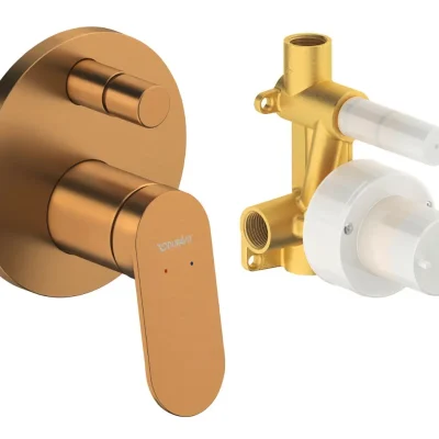 Duravit Wave - zemapmetuma maisītājs 2 ierīcēm, ar korpusu, birstēta bronza WA4210008004
