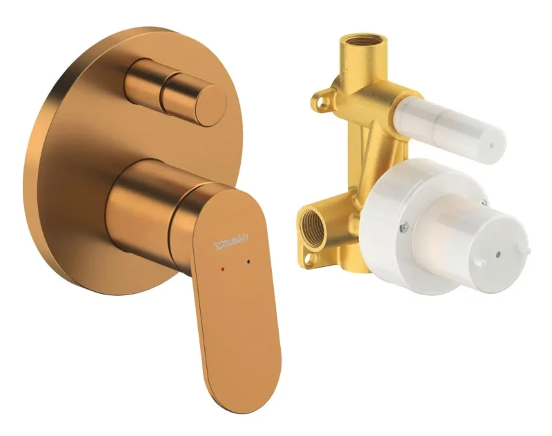 Duravit Wave - zemapmetuma maisītājs 2 ierīcēm, ar korpusu, birstēta bronza WA4210008004