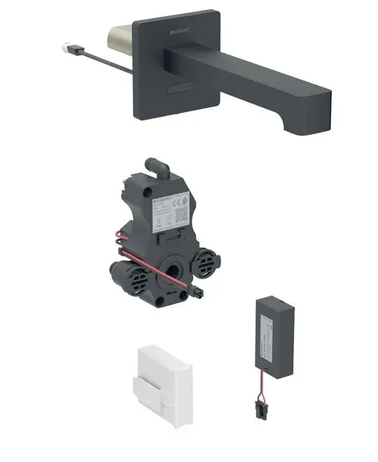Geberit Brenta - elektronisks izlietnes maisītājs zemapmetuma, darbība ar bateriju, easy to clean, matēti melns 116.274.14.1