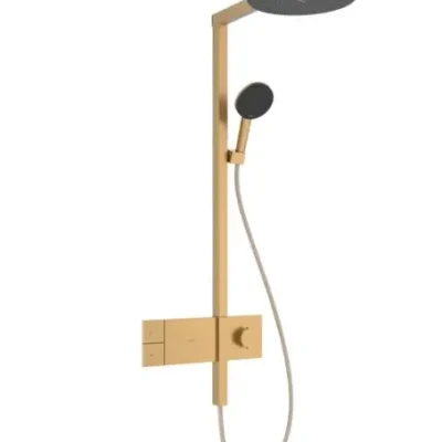Hansgrohe Raindance Alive S - dušas komplekts ar termostatu, diametrs 30 cm, 3 strūklas veidi, EcoSmart, birstēta bronza 24583140