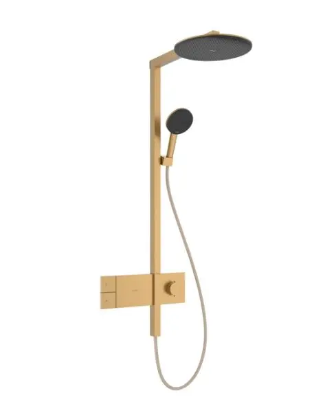 Hansgrohe Raindance Alive S - dušas komplekts ar termostatu, diametrs 30 cm, 3 strūklas veidi, EcoSmart, birstēta bronza 24583140