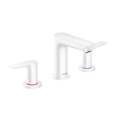 Hansgrohe Talis E - izlietnes maisītājs ar noteces komplektu, 3 caurumu montāža, balts matēts 71733700
