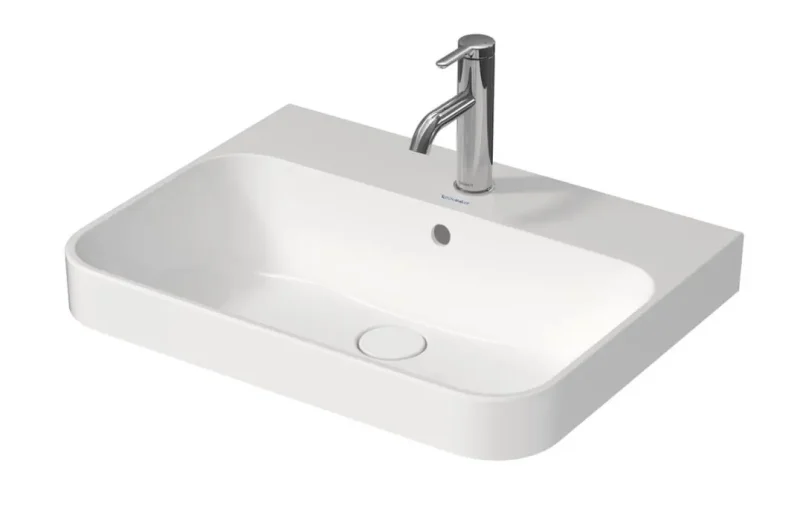 Duravit Happy D.2 Plus - uzliekamā izlietne, 60x46 cm, ar 1 jaucējkrāna caurumu, Alpu balts 2360600000