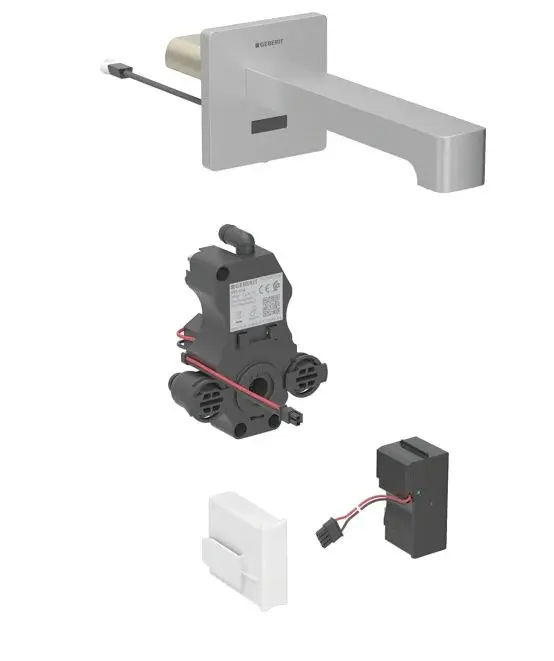 Geberit Brenta - elektronisks zemapmetuma izlietnes vārsts, tīkla barošana, easy to clean, birstēts nerūsējošais tērauds 116.291.SN.1