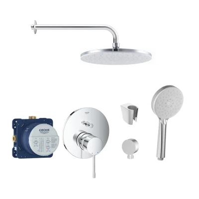 Grohe/Kielle - dušas komplekts ar maisītāju un zemapmetuma montāžas korpusu, hroms SANI21GKK014