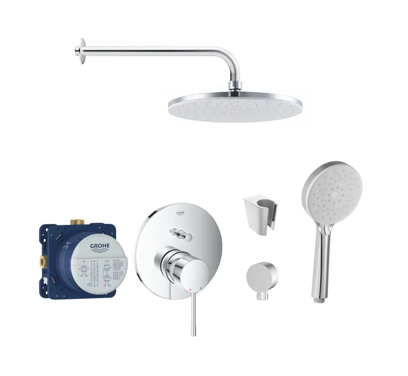 Grohe/Kielle - dušas komplekts ar maisītāju un zemapmetuma montāžas korpusu, hroms SANI21GKK014