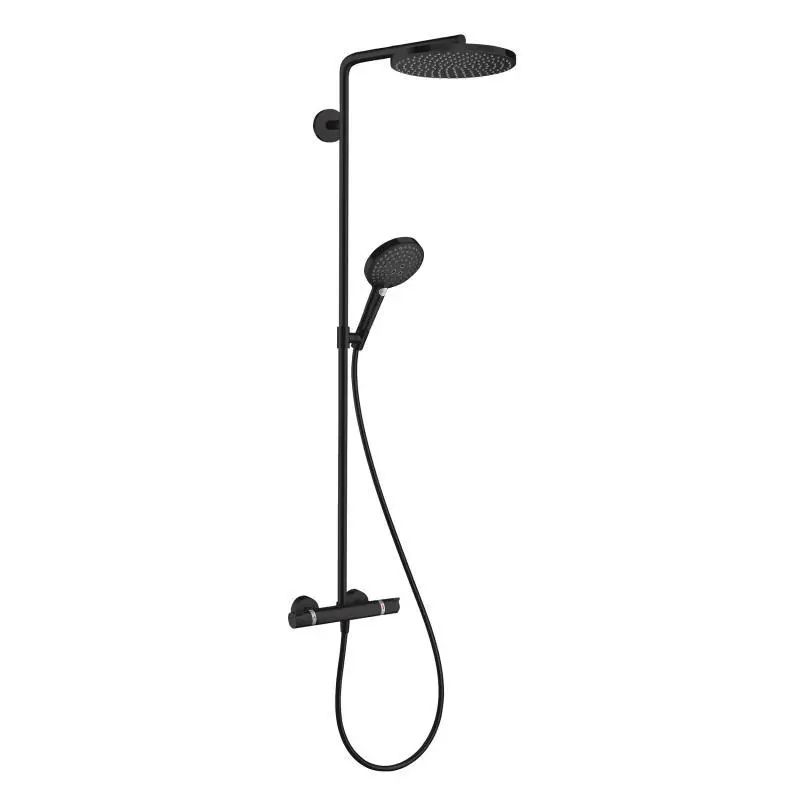 Hansgrohe Raindance Select S - dušas kolonna Showerpipe ar termostata maisītāju, 1jet, melni matēts 27633670