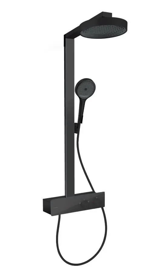 Hansgrohe Rainfinity - dušas komplekts ar termostatu, diametrs 25 cm, 3 strūklu veidi, matēti melns 28742670