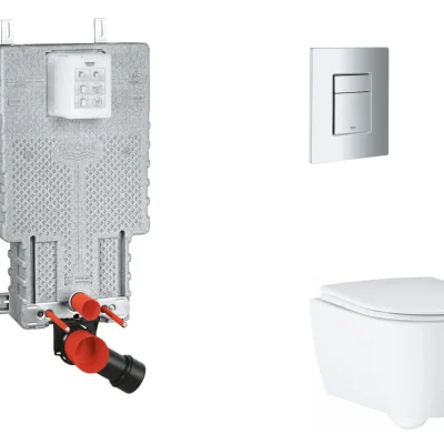 Grohe Uniset - komplekts zemapmetuma elements, WC ar SoftClose sēdekli un Skate Cosmopolitan vadības plati, matēts hroms SANI15BB2111