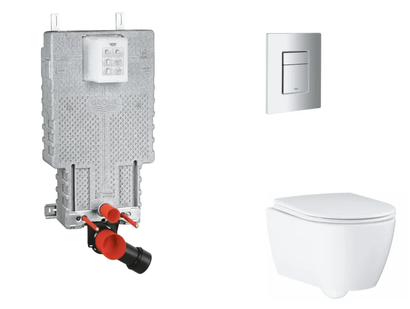 Grohe Uniset - komplekts zemapmetuma elements, WC ar SoftClose sēdekli un Skate Cosmopolitan vadības plati, matēts hroms SANI15BB2111