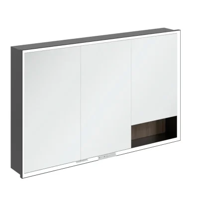 Villeroy & Boch My View+ - spoguļskapītis ar LED apgaismojumu 120x75x17 cm, 3 durvis, Arizona Oak/matēti melns B48212VH