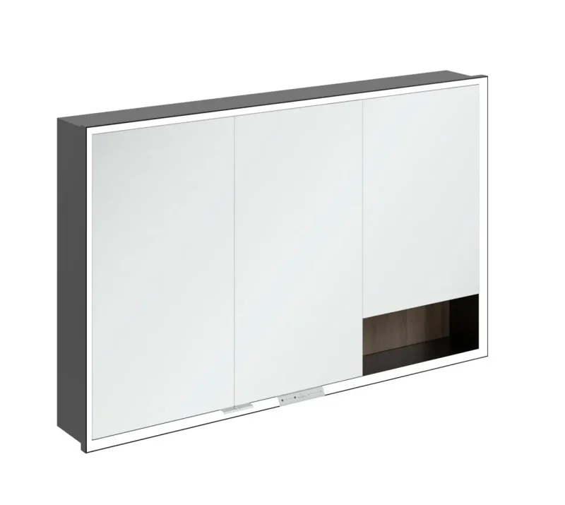 Villeroy & Boch My View+ - spoguļskapītis ar LED apgaismojumu 120x75x17 cm, 3 durvis, Arizona Oak/matēti melns B48212VH