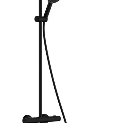 Hansgrohe Pulsify S Puro - dušas komplekts ar termostatu, diametrs 26 cm, 3 strūklas veidi, matēti melns 24236670