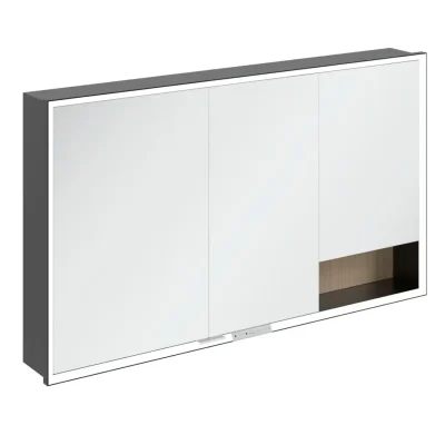Villeroy & Boch My View+ - spoguļskapītis ar LED apgaismojumu 130x75x17 cm, 3 durvis, ozols ziemeļniecisks/melns matēts B48213VJ